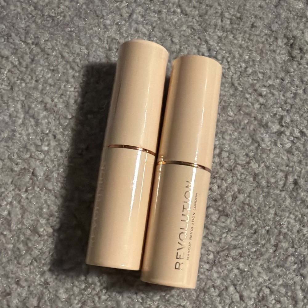 Makeup Revolution Fast Base Stick Foundation F7 F8 Dewy Satin Finish Set of 2